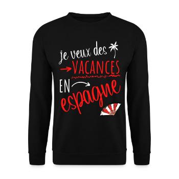 je veux des vacances en Espagne - Sweat-shirt Unisexe - noir - Devant - Alina (178cm) & Michal (187cm)