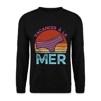 vacances à la mer rétro vintage - Sweat-shirt Unisexe - noir - Devant - Alina (178cm) & Michal (187cm)