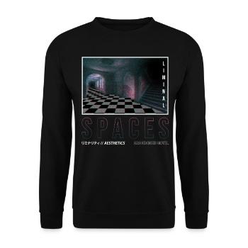 Anemoiacore Ästhetischer Grenzraum Weirdcore - Unisex Pullover - Schwarz - Vorne - Alina (178cm) & Michal (187cm)
