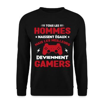 Tous Les Hommes Naissent Égaux - Meilleurs Gamers - Sweat-shirt Unisexe - noir - Devant - Alina (178cm) & Michal (187cm)