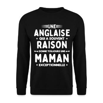 Une anglaise donne toujours maman exceptionnelle - Sweat-shirt Unisexe - noir - Devant - Alina (178cm) & Michal (187cm)