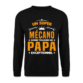 Mécano papa cadeau drôle fête des pères garagiste - Sweat-shirt Unisexe - noir - Devant - Alina (178cm) & Michal (187cm)