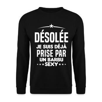 Désolée je suis déjà prise par un barbu sexy - Sweat-shirt Unisexe - noir - Devant - Alina (178cm) & Michal (187cm)