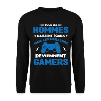 Tous Les Hommes Naissent Égaux - Meilleurs Gamers - Sweat-shirt Unisexe - noir - Devant - Alina (178cm) & Michal (187cm)