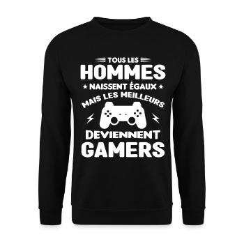 Tous Les Hommes Naissent Égaux - Meilleurs Gamers - Sweat-shirt Unisexe - noir - Devant - Alina (178cm) & Michal (187cm)