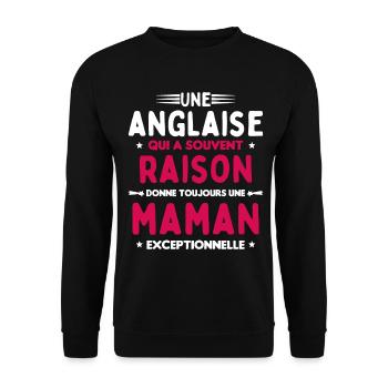 Une anglaise donne toujours maman exceptionnelle - Sweat-shirt Unisexe - noir - Devant - Alina (178cm) & Michal (187cm)