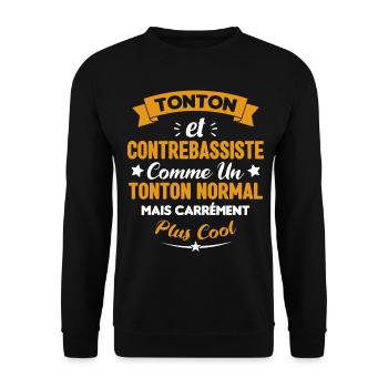 Tonton et Contrebassiste comme un tonton normal - Sweat-shirt Unisexe - noir - Devant - Alina (178cm) & Michal (187cm)