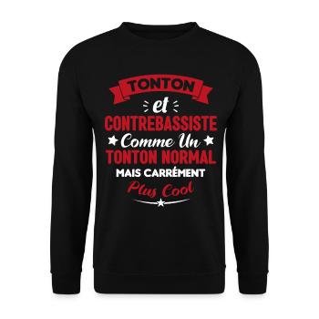 Tonton et Contrebassiste comme un tonton normal - Sweat-shirt Unisexe - noir - Devant - Alina (178cm) & Michal (187cm)