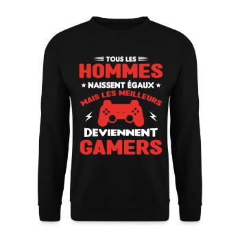 Tous Les Hommes Naissent Égaux - Meilleurs Gamers - Sweat-shirt Unisexe - noir - Devant - Alina (178cm) & Michal (187cm)