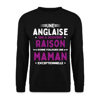 Une anglaise donne toujours maman exceptionnelle - Sweat-shirt Unisexe - noir - Devant - Alina (178cm) & Michal (187cm)
