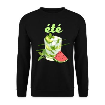 été cocktail mojito pastèque couleurs vives - Sweat-shirt Unisexe - noir - Devant - Alina (178cm) & Michal (187cm)