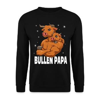 Papa und Baby Vatertag Bulle für einen Papa - Unisex Pullover - Schwarz - Vorne - Alina (178cm) & Michal (187cm)