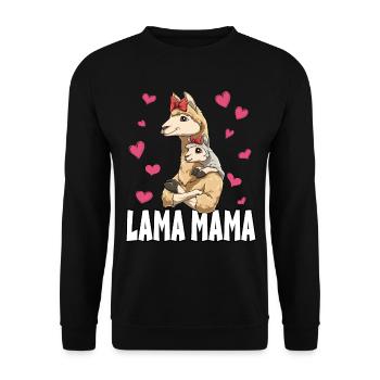 Lama Mama Muttertag Mom Mutter Alpaka - Unisex Pullover - Schwarz - Vorne - Alina (178cm) & Michal (187cm)