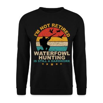 Funny Waterfowl Hunt Retro - Unisex Sweatshirt - black - Front - Alina (178cm) & Michal (187cm)