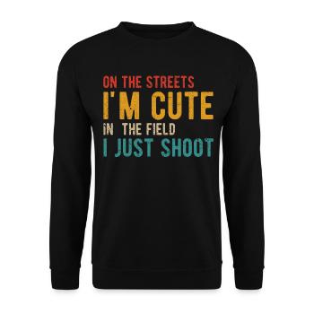 Funny hunt for hunters - Unisex Sweatshirt - black - Front - Alina (178cm) & Michal (187cm)