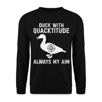 Funny duck hunting duck hunter - Unisex Sweatshirt - black - Front - Alina (178cm) & Michal (187cm)