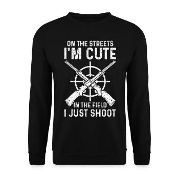 Funny hunt for hunters - Unisex Sweatshirt - black - Front - Alina (178cm) & Michal (187cm)