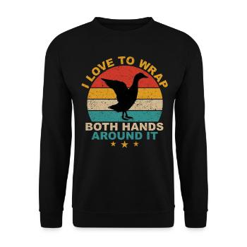 Lustig Lustig Entenjagd unter - Unisex Pullover - Schwarz - Vorne - Alina (178cm) & Michal (187cm)
