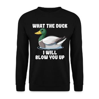 Funny duck hunting duck hunter - Unisex Sweatshirt - black - Front - Alina (178cm) & Michal (187cm)