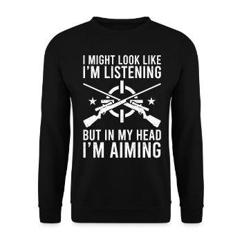 Funny hunt for hunters - Unisex Sweatshirt - black - Front - Alina (178cm) & Michal (187cm)