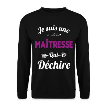 je suis une maîtresse qui déchire cadeau maîtresse - Sweat-shirt Unisexe - noir - Devant - Alina (178cm) & Michal (187cm)