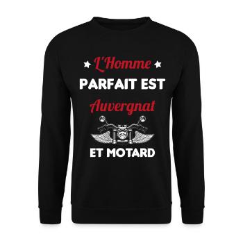 L'Homme Parfait Est Auvergnat Motard - Sweat-shirt Unisexe - noir - Devant - Alina (178cm) & Michal (187cm)