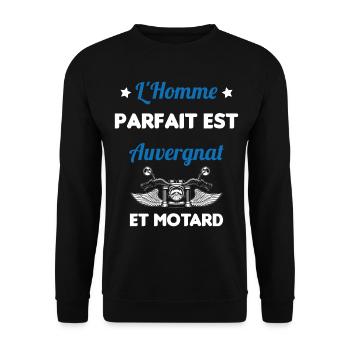 L'Homme Parfait Est Auvergnat Motard - Sweat-shirt Unisexe - noir - Devant - Alina (178cm) & Michal (187cm)