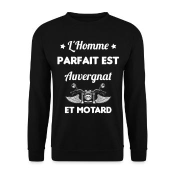 L'Homme Parfait Est Auvergnat Motard - Sweat-shirt Unisexe - noir - Devant - Alina (178cm) & Michal (187cm)