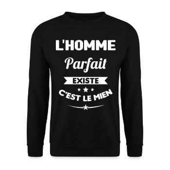 homme parfait cadeau saint valentin homme - Sweat-shirt Unisexe - noir - Devant - Alina (178cm) & Michal (187cm)