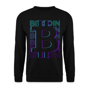 Bitcoin Kryptowährung Krypto Retro Geschenk - Unisex Pullover - Schwarz - Vorne - Alina (178cm) & Michal (187cm)