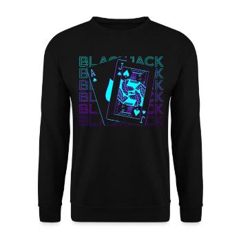 Blackjack Pik-Bube Pik-Ass Retro Geschenk - Unisex Pullover - Schwarz - Vorne - Alina (178cm) & Michal (187cm)