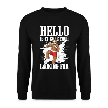 Hello Is It Knee Your Looking For - Unisex Pullover - Schwarz - Vorne - Alina (178cm) & Michal (187cm)