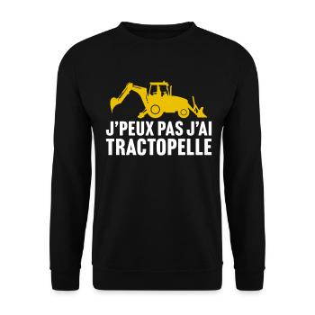 j'peux pas j'ai tractopelle t-shirt chantier - Sweat-shirt Unisexe - noir - Devant - Alina (178cm) & Michal (187cm)