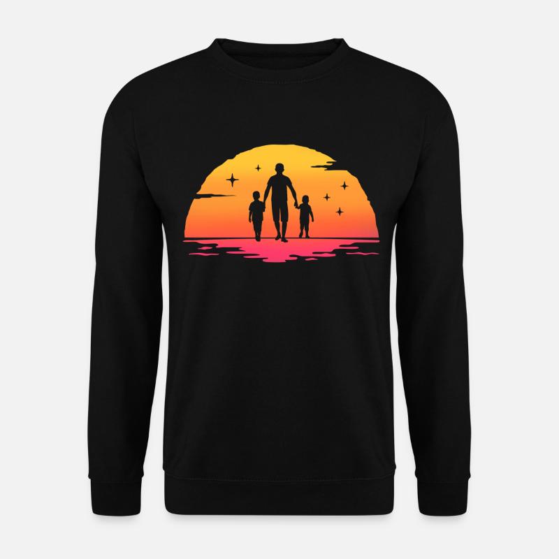 Sonnenaufgang Vater mit zwei Söhnen Vater und Sohn - Unisex Pullover - Schwarz
