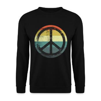 Retro Vintage Design Peace Sign Peace Sign - Unisex Sweatshirt - black - Front - Alina (178cm) & Michal (187cm)