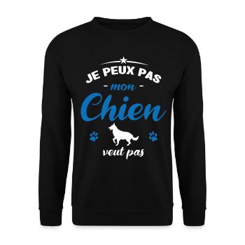 je peux pas mon chien veut pas - Sweat-shirt Unisexe - noir - Devant - Alina (178cm) & Michal (187cm)