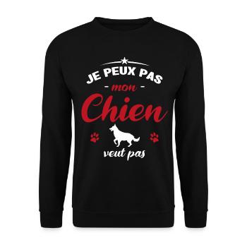 je peux pas mon chien veut pas - Sweat-shirt Unisexe - noir - Devant - Alina (178cm) & Michal (187cm)