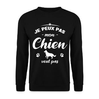 je peux pas mon chien veut pas - Sweat-shirt Unisexe - noir - Devant - Alina (178cm) & Michal (187cm)