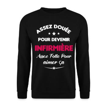 Assez douée pour devenir infirmière cadeau - Sweat-shirt Unisexe - noir - Devant - Alina (178cm) & Michal (187cm)