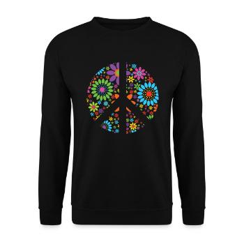 Retro Flowers Design Peace Sign Peace Sign - Unisex Sweatshirt - black - Front - Alina (178cm) & Michal (187cm)