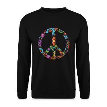Retro Flowers Design Peace Sign Peace Sign - Unisex Sweatshirt - black - Front - Alina (178cm) & Michal (187cm)