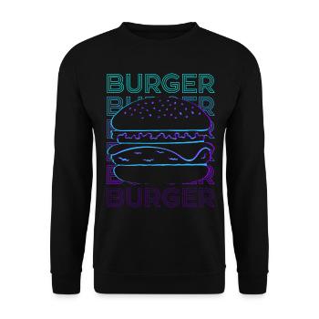 Burger Hamburger Cheeseburger Retro Gift - Unisex Sweatshirt - black - Front - Alina (178cm) & Michal (187cm)
