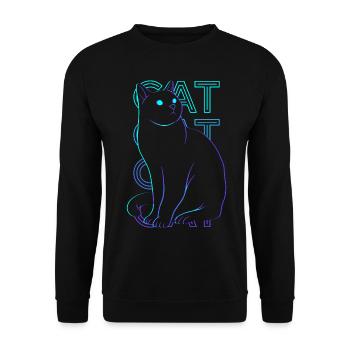 Cat Retro Gift - Unisex Sweatshirt - black - Front - Alina (178cm) & Michal (187cm)