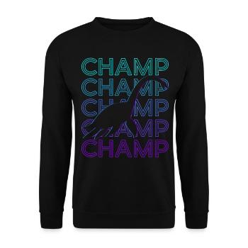 Champ Champy Lake Monster Retro Geschenk - Unisex Pullover - Schwarz - Vorne - Alina (178cm) & Michal (187cm)