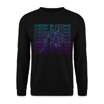 Kirschblüte Japanisch Sakura Blossom Retro Geschen - Unisex Pullover - Schwarz - Vorne - Alina (178cm) & Michal (187cm)