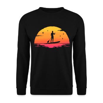 Sonnenaufgang Paddle Board Paddel Surf Standing Paddle - Unisex Pullover - Schwarz - Vorne - Alina (178cm) & Michal (187cm)