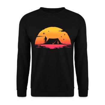 Sonnenaufgang Wandern Camper Camping Zelt Camper - Unisex Pullover - Schwarz - Vorne - Alina (178cm) & Michal (187cm)
