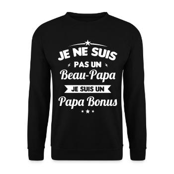 Je ne suis pas un beau-papa je suis un papa bonus - Sweat-shirt Unisexe - noir - Devant - Alina (178cm) & Michal (187cm)