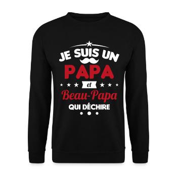 je suis un papa et beau-papa qui déchire - Sweat-shirt Unisexe - noir - Devant - Alina (178cm) & Michal (187cm)