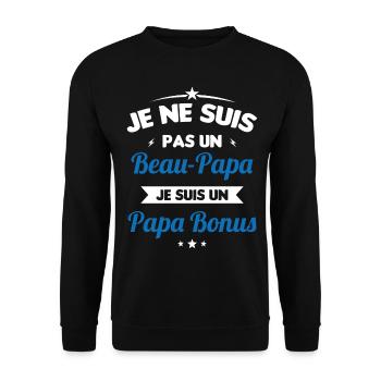 Je ne suis pas un beau-papa je suis un papa bonus - Sweat-shirt Unisexe - noir - Devant - Alina (178cm) & Michal (187cm)